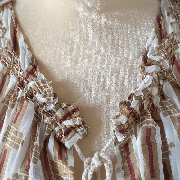 Anthropologie Kopal Sleeveless Flowy Top Tan/Red/Cream - Picture 2 of 6